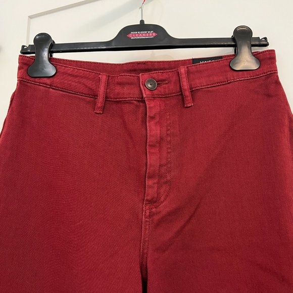 Vince Wide Leg High-Rise Crop Leg Trouser 29 Anise Red - Picture 6 of 9